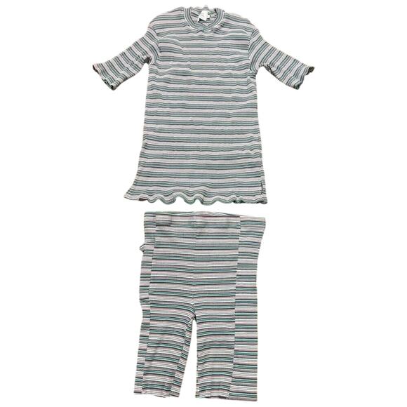 Things Between Striped Stretch Ribbed Top & Shorts Lounge Set Women's L/XL - Picture 1 of 10